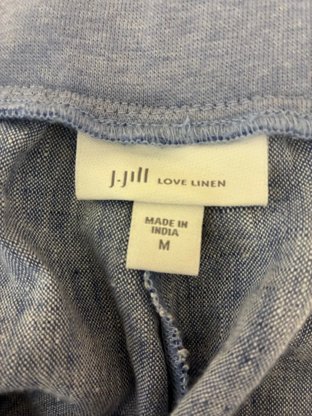 J.Jill Love Linen Pants Women M Blue Heather Chambray Pull On Coastal Lagenlook